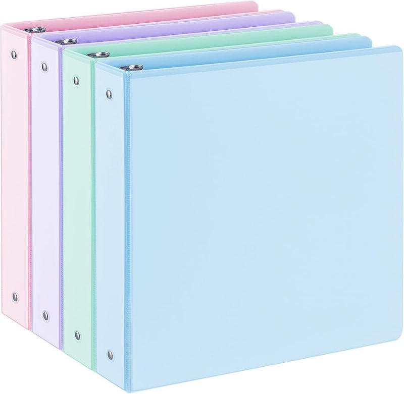 SUIN 1.5'' 3-Ring-Binder with Pockets, 325 Sheets Capacity, 2 inch Binders fits 11" x 8.5" US Letter Size, Assorted 4 Pastel Colors - Ideal for School, Office, and Home Use (1.5 inch) - Image 1